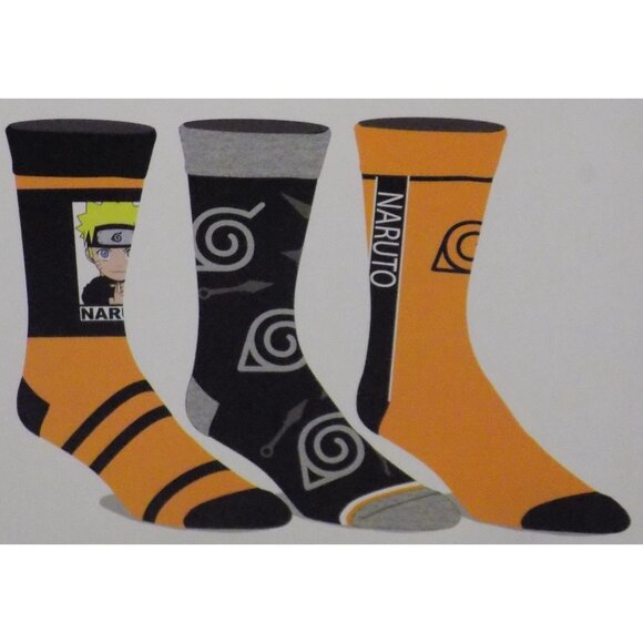 Naruto Crew Socks 3 Pair Pack Men's Shoe Size 8 to 12 (Style 2) - Picture 4 of 4